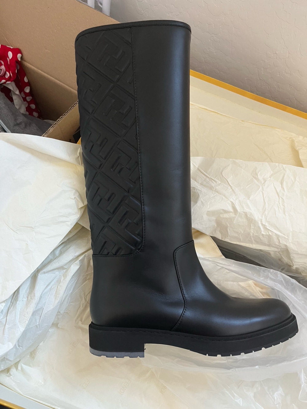 Authentic Fendi Forever Fendi FF Tall Riding Boots